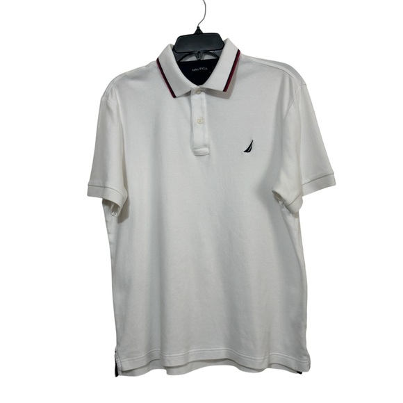 Nautica Other - Nautica Classic White Cotton Polo Shirt w/ Red & Navy Trim | Size Medium